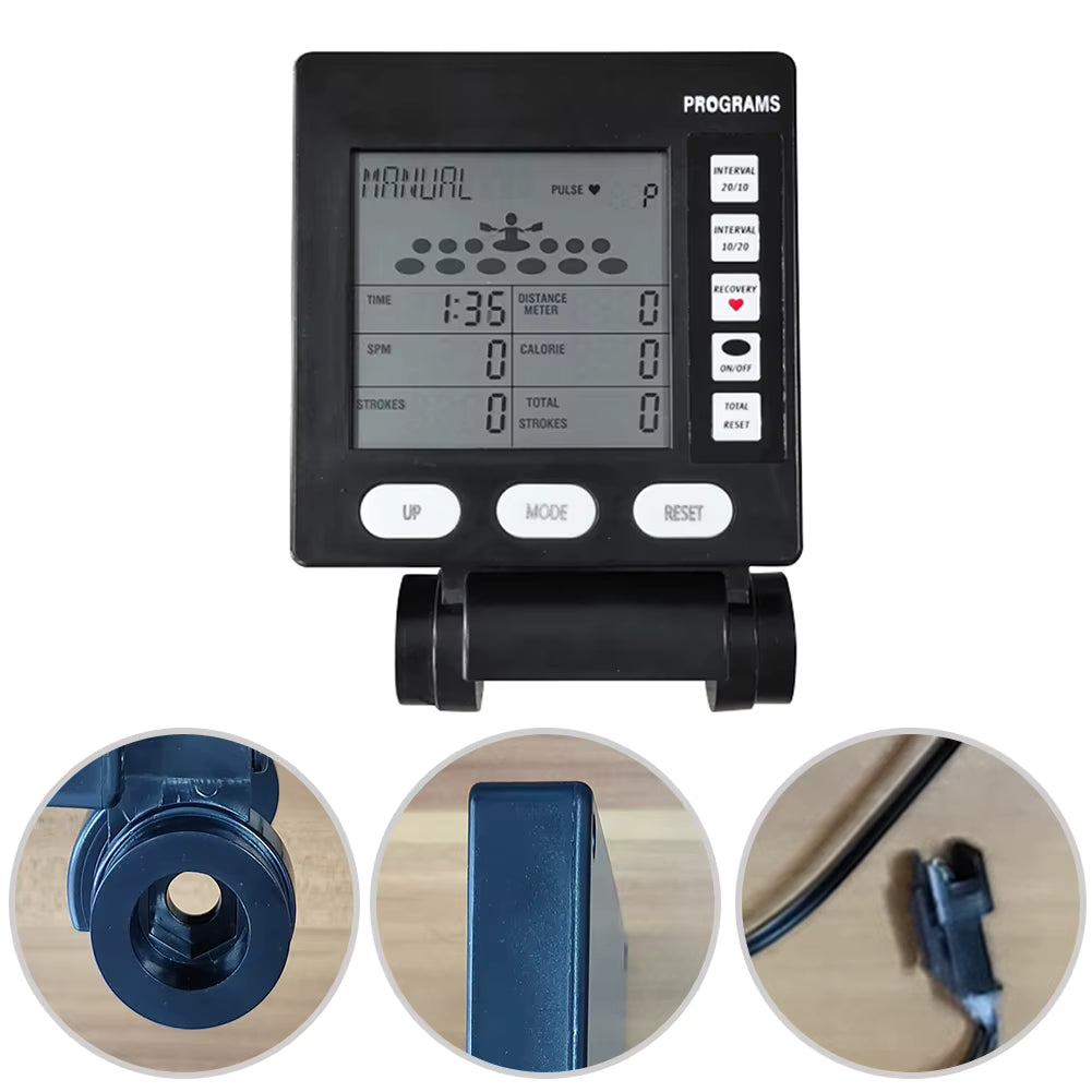 Compteur de rameur Air Rower d'entraînement physique, écran LCD, moniteur d'exercice, fonctionnalités de suivi des calories, moniteur d'équipement de Fitness