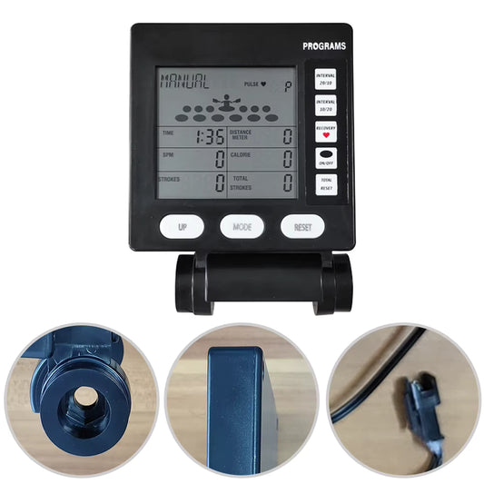 Compteur de rameur Air Rower d'entraînement physique, écran LCD, moniteur d'exercice, fonctionnalités de suivi des calories, moniteur d'équipement de Fitness